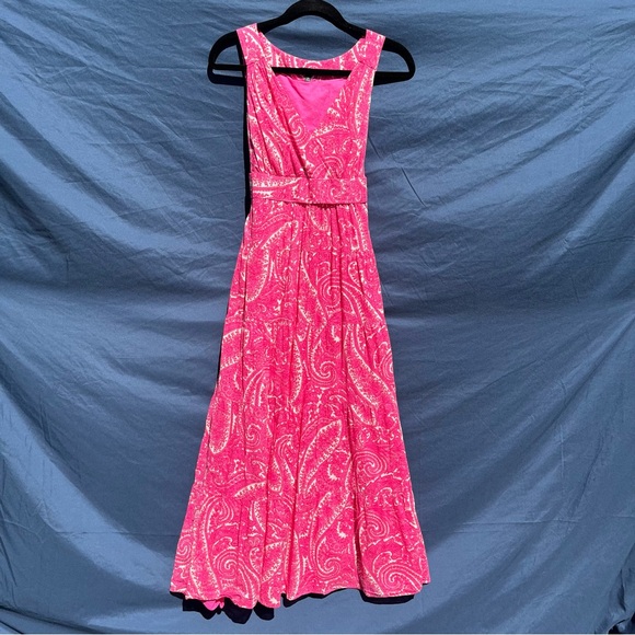 100% Cotton Talbots Petites size 8 petite Pink Paisley Maxi Dress natural fibers